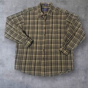 Vintage Sir Pendleton Wool Button Front Shirt  Mens XL  Long Sleeve Brown Plaid
